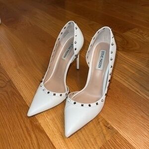 White and studded Steve Madden Velocity high heel 8.5
